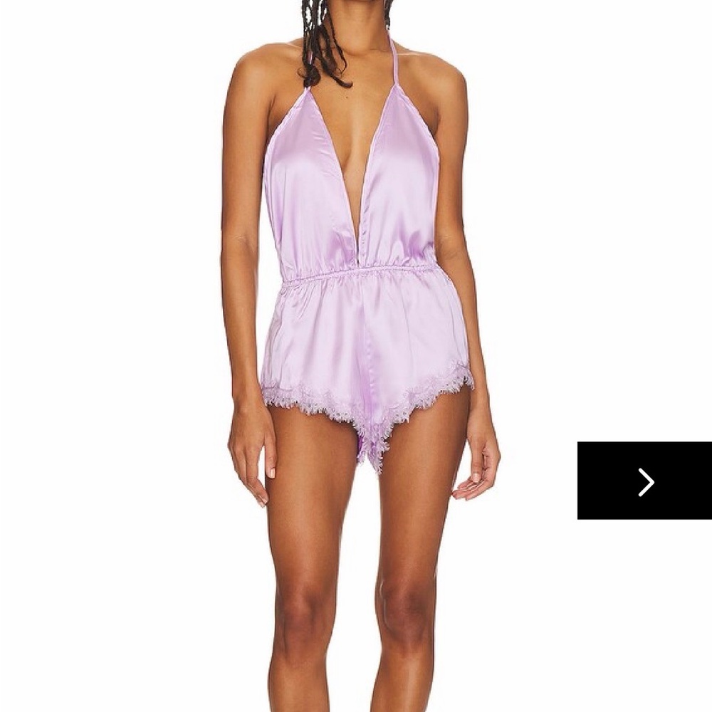 NWT Superdown Lavender Lace Trim Halter Teddy